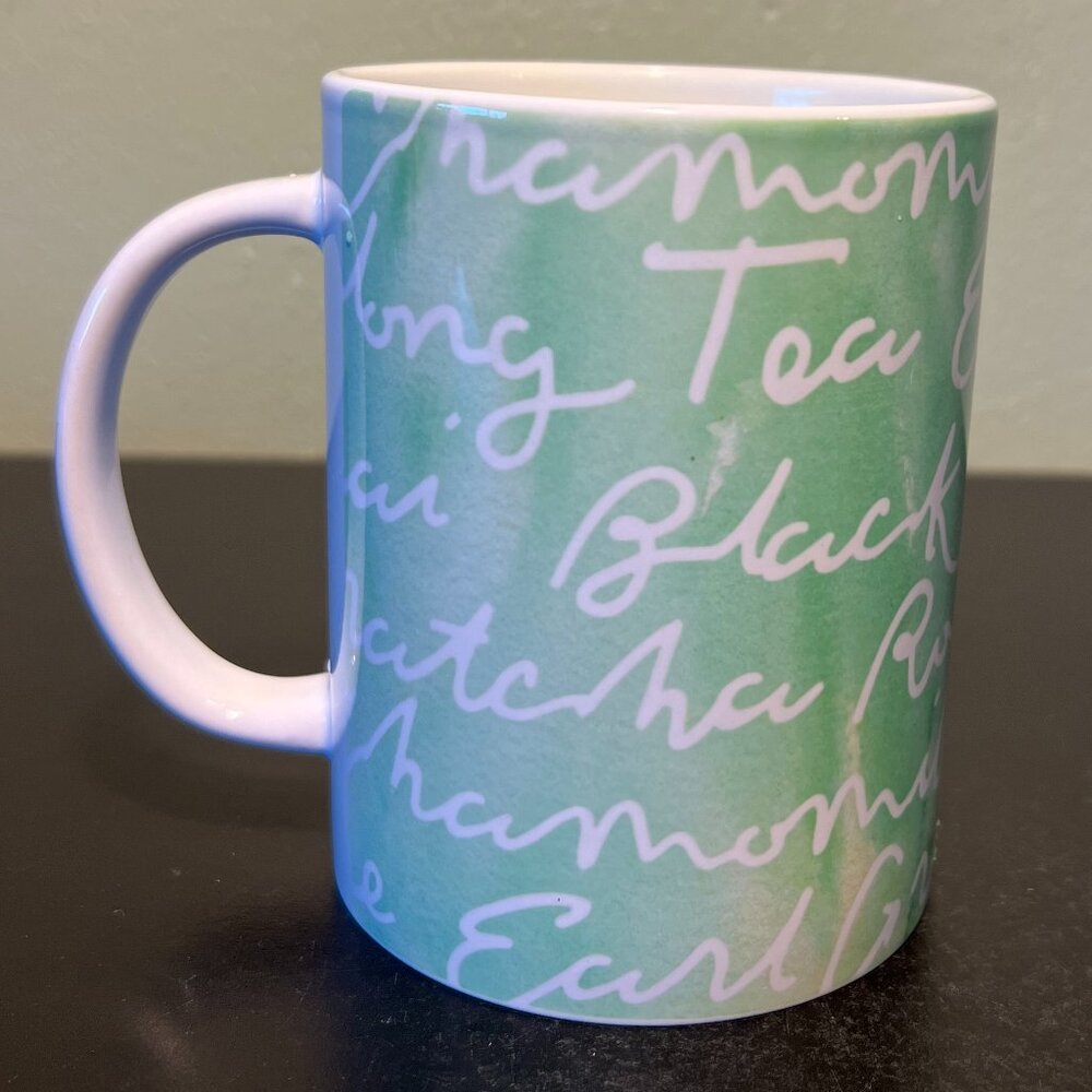 Cricut Jade Green Ceramic Tea Mug 15oz White Cursive Script Cup Matcha Chai Gift